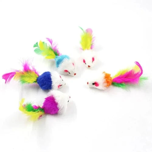 Creative Artificial Feather Cat Mouse Shape Toy