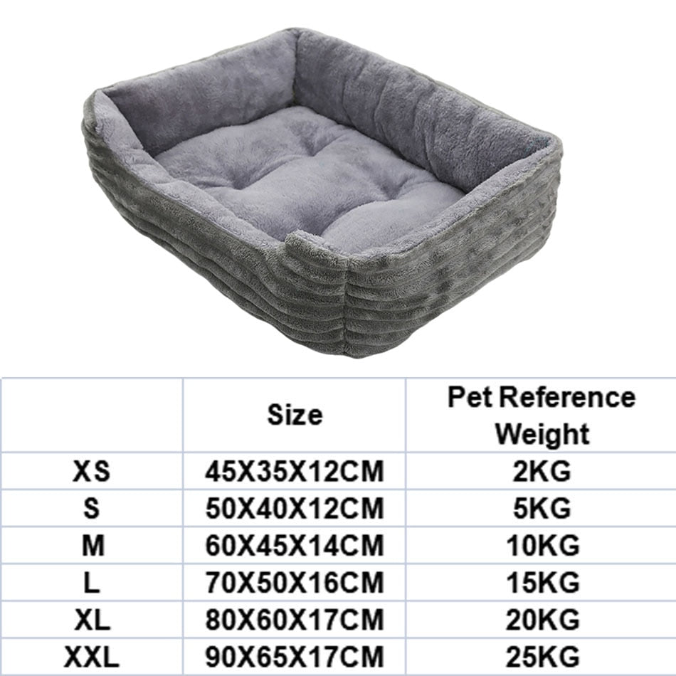 Bed For Dog Cat Pet Square Plush Kennel Medium Small Dog Sofa Bed