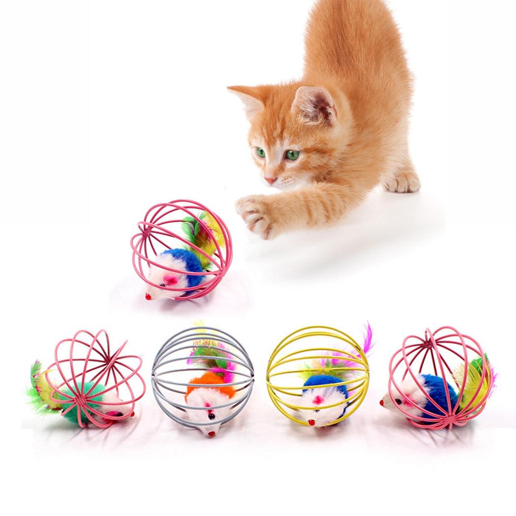 Cat Interactive Toy Stick Feather Wand With Small Bell Mouse Cage Toys