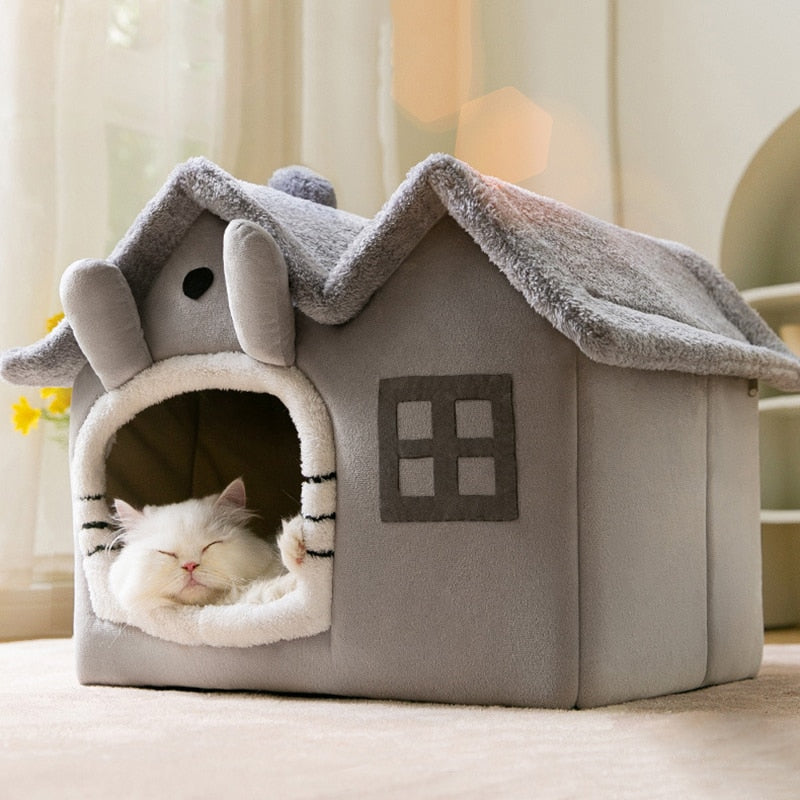 Foldable Cat House Winter Warm Chihuahua Cave Bed Cat Basket For Small