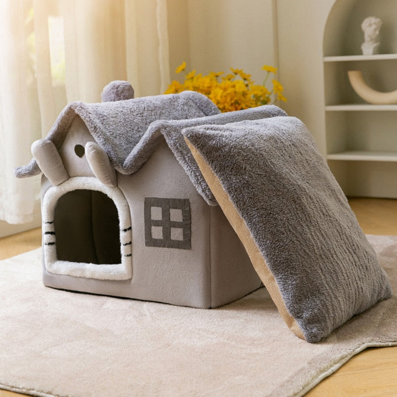 Foldable Cat House Winter Warm Chihuahua Cave Bed Cat Basket For Small