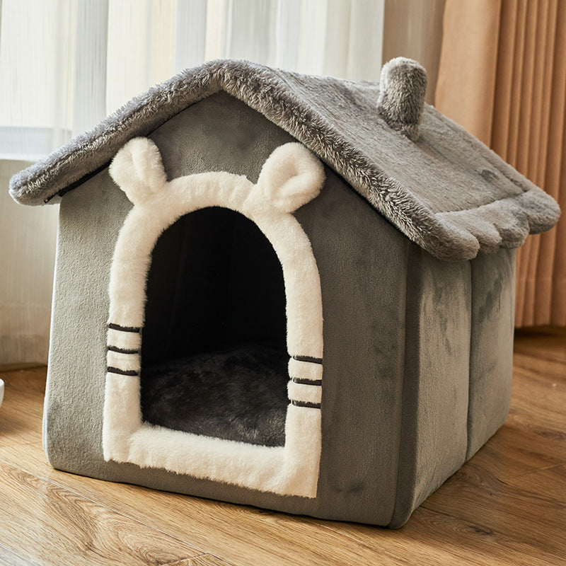 Foldable Dog House Kennel Bed Mat For Small Medium Dogs Cats Winter