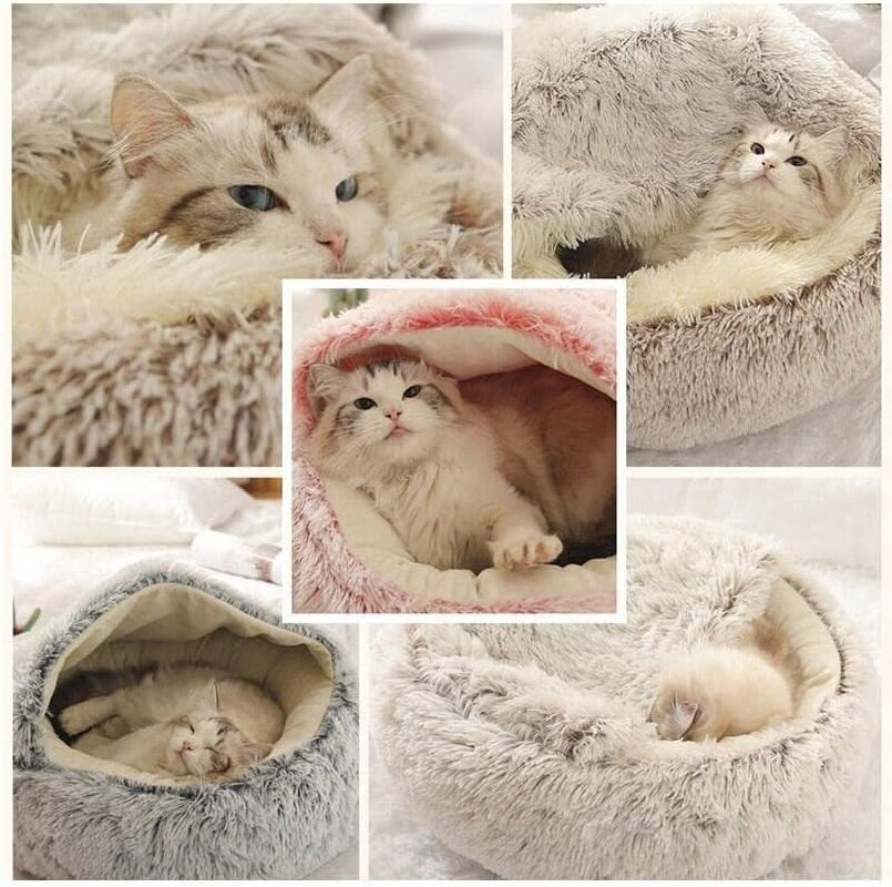 Plush Round Cat Bed Pet Mattress Warm Soft Comfortable Basket