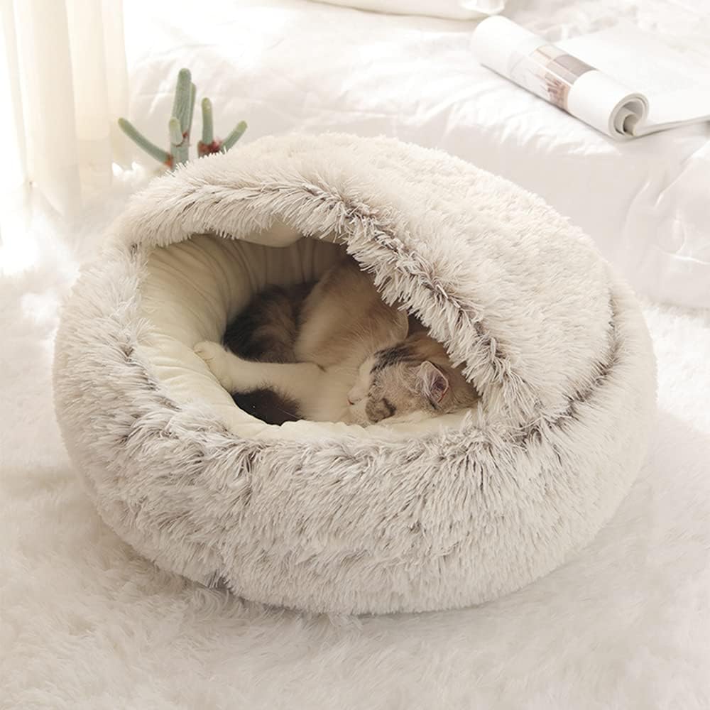 Plush Round Cat Bed Pet Mattress Warm Soft Comfortable Basket