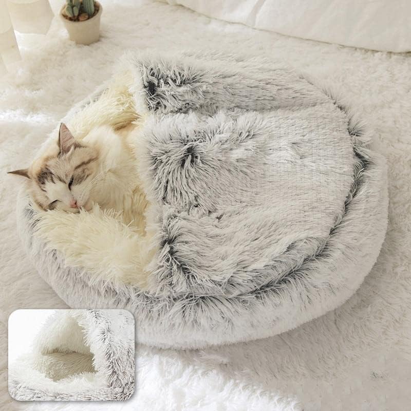 Plush Round Cat Bed Pet Mattress Warm Soft Comfortable Basket