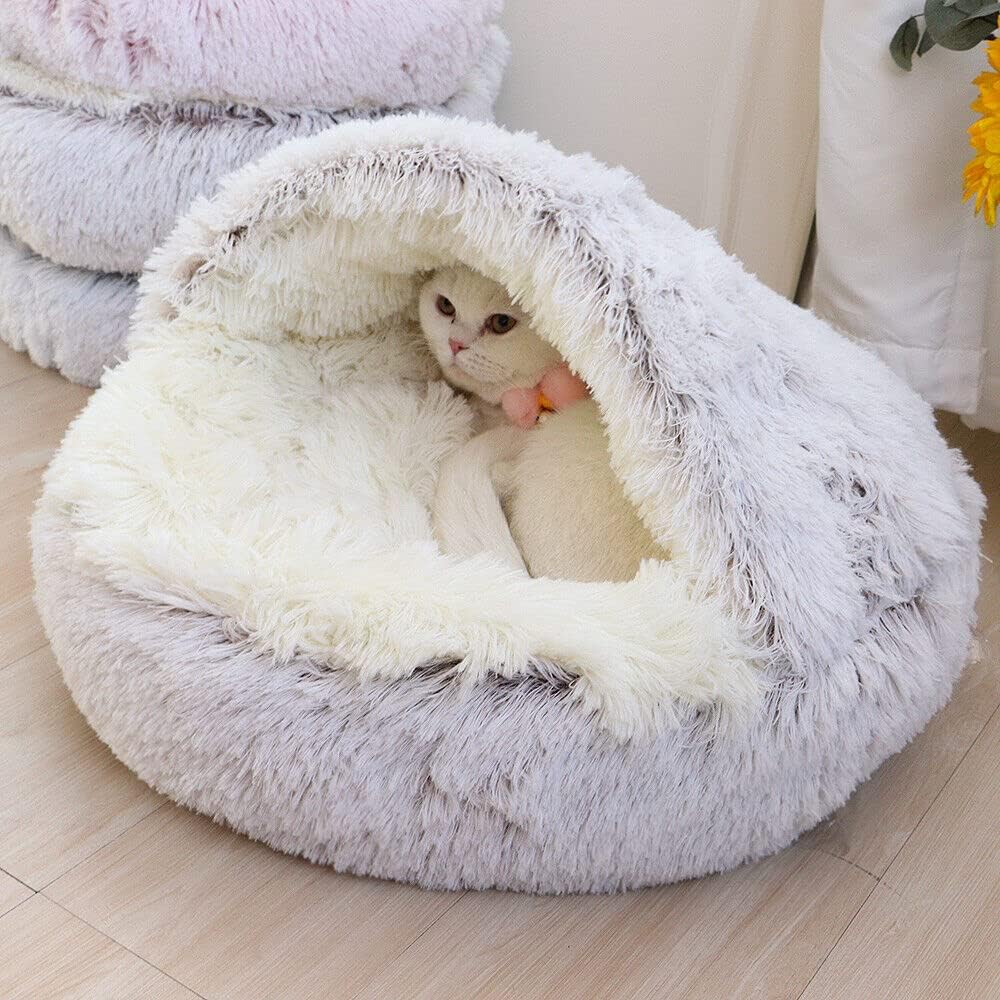 Plush Round Cat Bed Pet Mattress Warm Soft Comfortable Basket