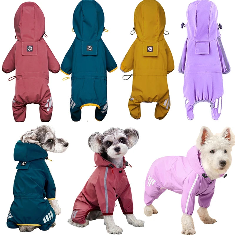 Hooded Reflective Waterproof Rain Coats for Dogs