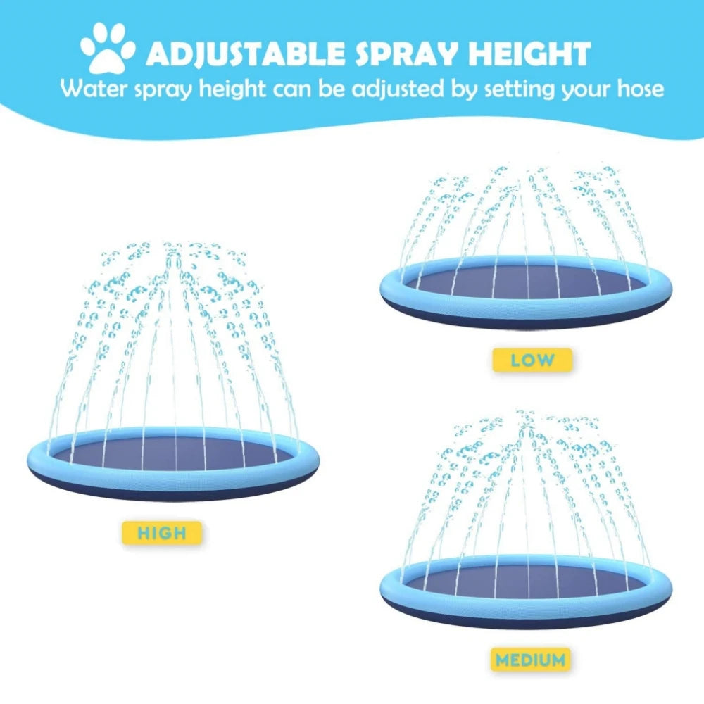 Splash Sprinkler Pad for Dogs Kids Non-Slip Thicken Dog Pool with