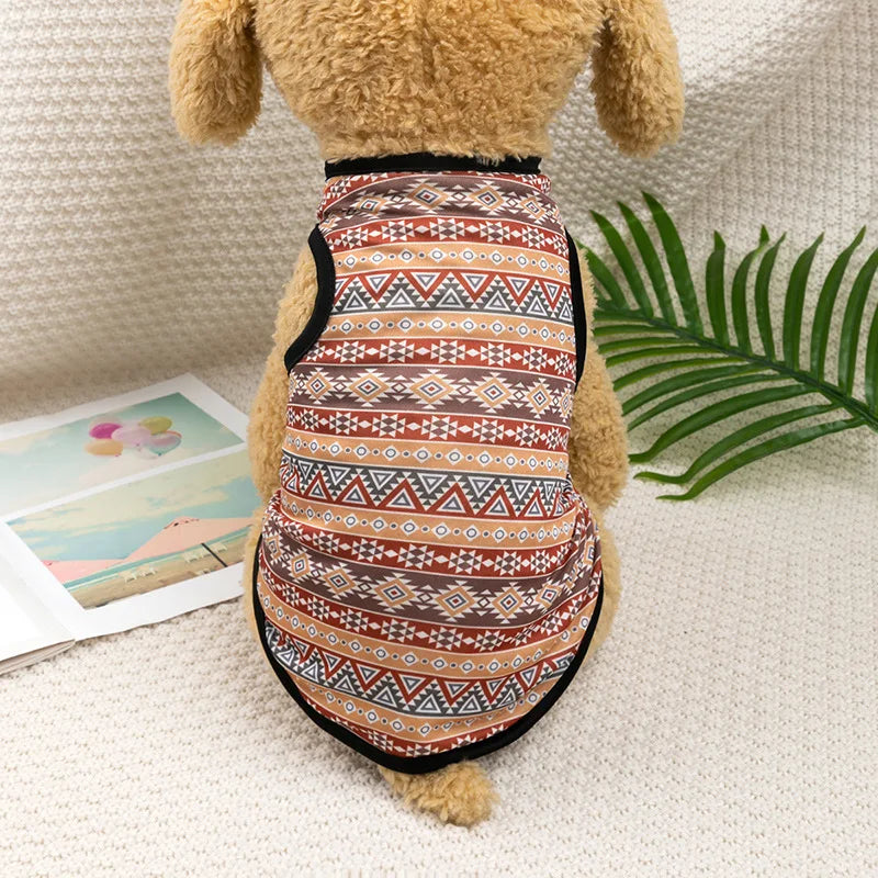 Bohemian Style Dog and Cat T-Shirt - Soft and Breathable Summer Vest