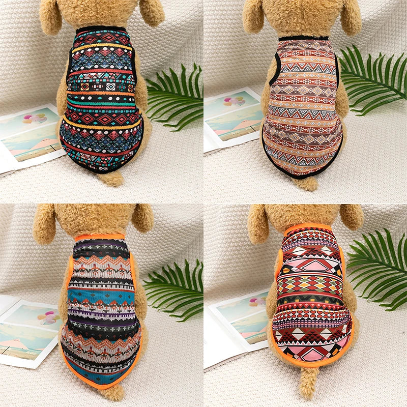 Bohemian Style Dog and Cat T-Shirt - Soft and Breathable Summer Vest