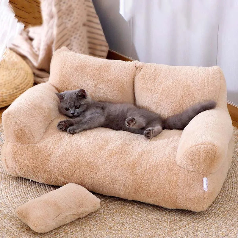 Luxury Cat Bed Super Soft Warm Pet Sofa for Small Dogs Cats Detachable