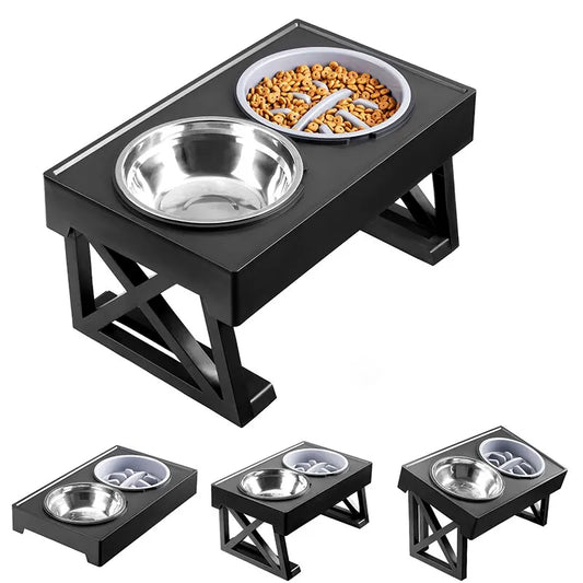 Adjustable Elevated Dog Feeder for Slow Feeding