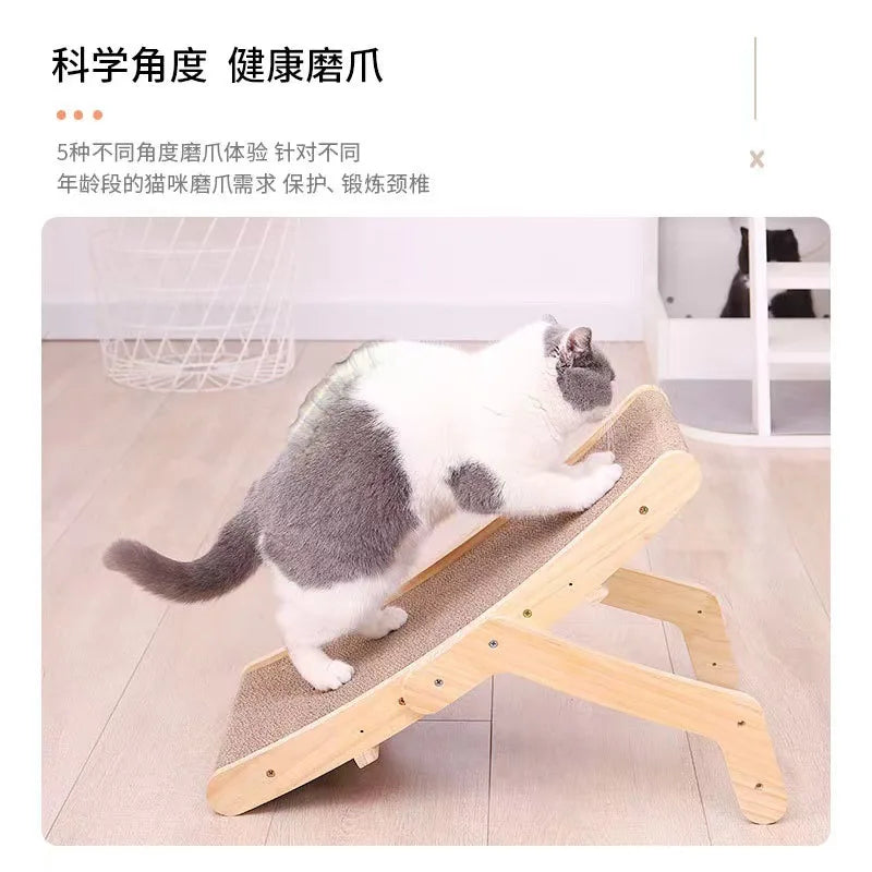 Anti-Cat Wood Scratcher Board Bed 3 In 1 Pad Vertical Pet