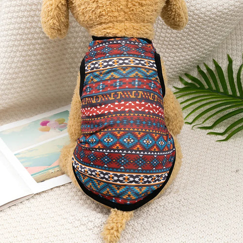 Bohemian Style Dog and Cat T-Shirt - Soft and Breathable Summer Vest